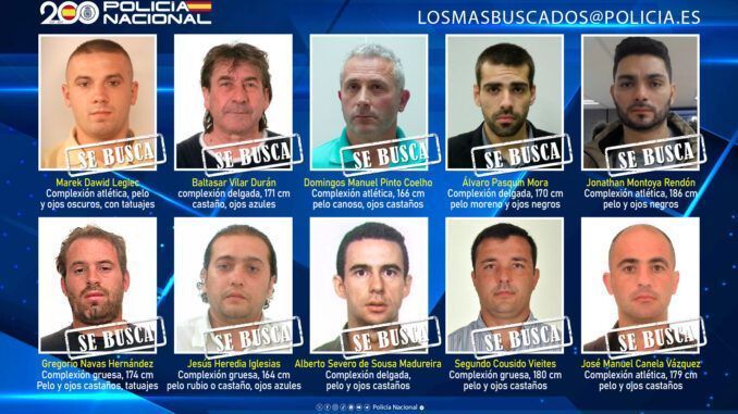 La Policía Nacional busca a diez fugitivos que podrían encontrarse en España